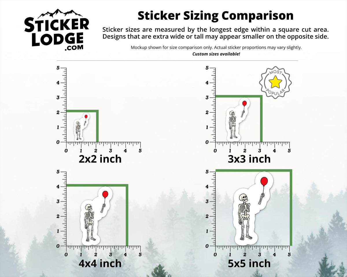 Skeleton Lost Balloon Vinyl Sticker | Sticker Lodge