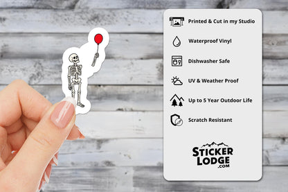 Skeleton Lost Balloon Vinyl Sticker | Sticker Lodge