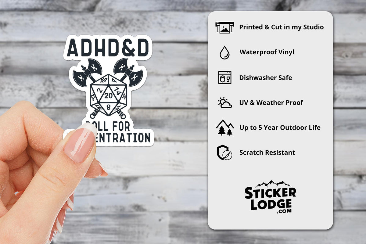ADHD&D Roll For Concentration Vinyl Sticker | Sticker Lodge